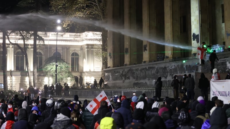 Police used water cannon against crowds of pro-EU protesters in Tbilisi