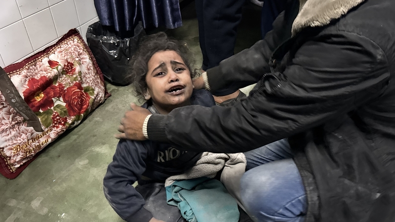 A young child is treated at a hospital in Gaza City