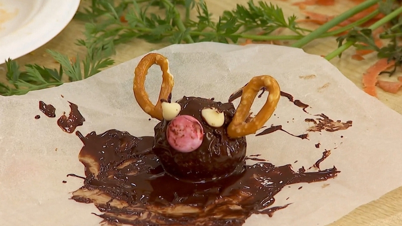 Making some healthy treats for Santa.