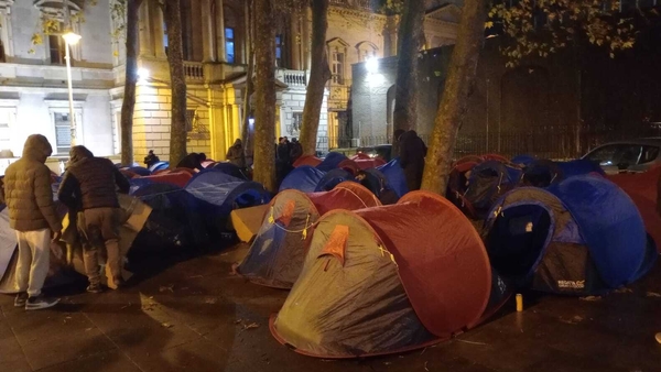 The men who were protesting are part of a group that had to leave temporary accommodation offered to them during the recent cold weather