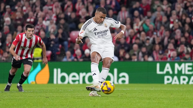 Kylian Mbappe failed to convert from the penalty spot in Real Madrid's loss to Athletic Bilbao