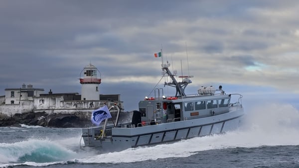 The Irish Naval Service's new patrol vessel the Fionnghuala in action. It's the first vessel built in Ireland for the Irish Navy since the LÉ Eithne in 1984