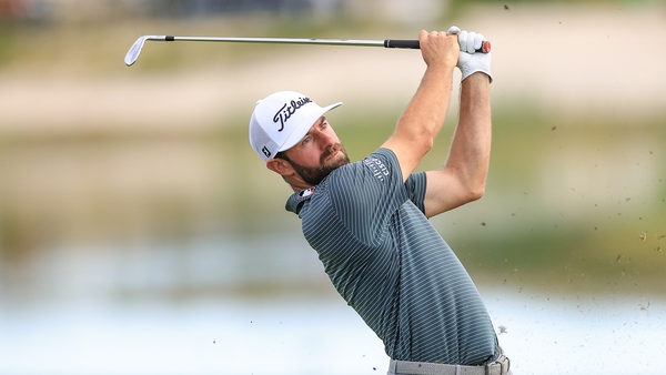 Cameron Young plays his second shot on the 18th hole at Albany Golf Course in the Bahamas