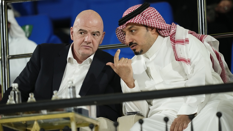 FIFA president Giovanni Infantino and President of the Saudi Federation Yasser Al-Meshal
