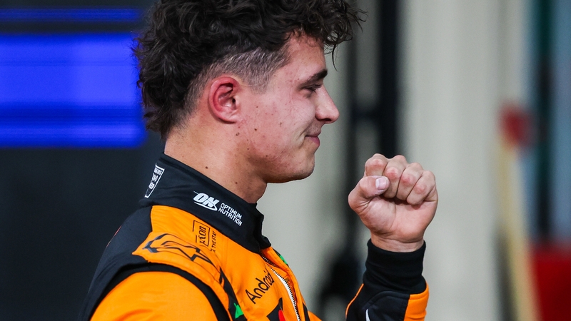 Norris celebrates topping the grid