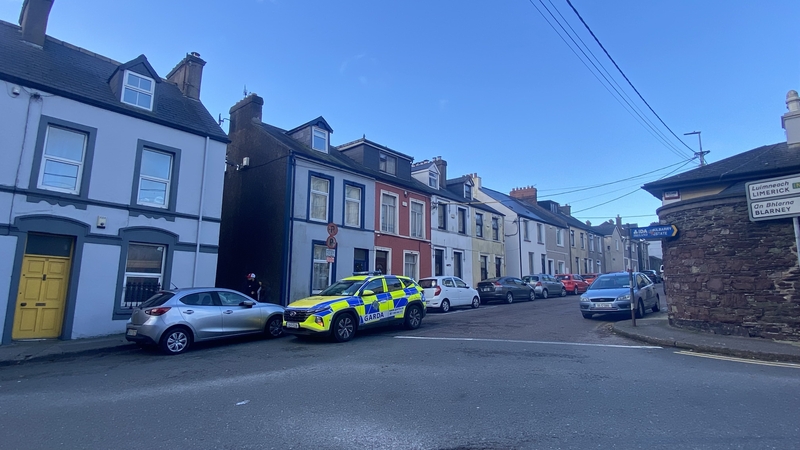 A garda car parked on John Redmond Street near the scene on Romans Walk