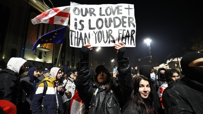 Pro-EU protesters outside the Georgian parliament