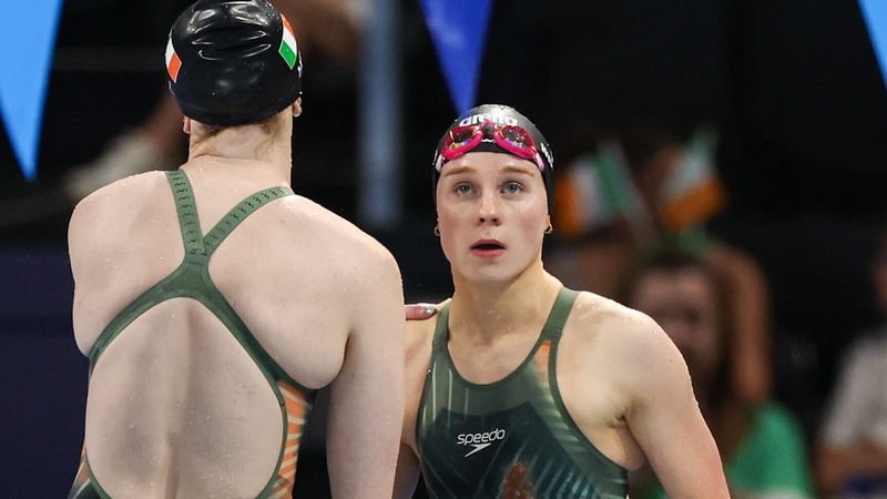 Danielle Hill (L) and Ellen Walshe were on the Irish women's 4 x 100m medley team at Paris 2024
