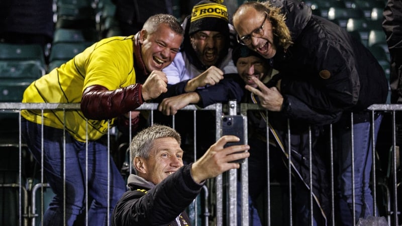 Ronan O'Gara takes a selfie with La Rochelle fans after Friday's win at Bath