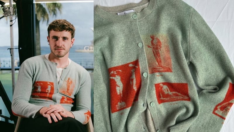 Paul Mescal is selling a range of his wardrobe, including a Hades wool cardigan (Vinted/PA)