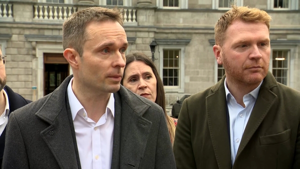 Social Democrats deputy leader Cian O'Callaghan speaking outside of Leinster House earlier this month