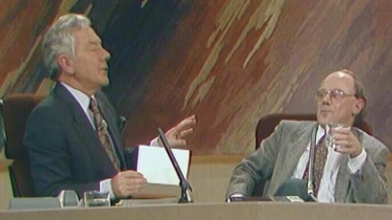 Gay Byrne and Professor Joe Lee on The Late Late Show, 1990