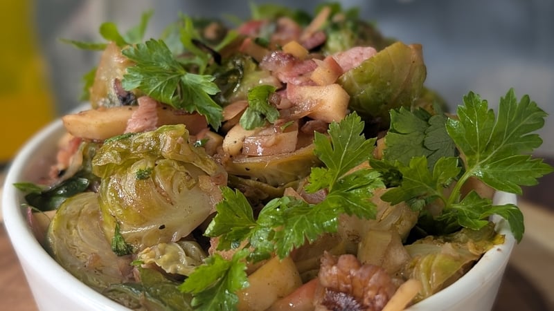 Trisha's roasted Brussels sprouts with smoky bacon and walnuts: Today
