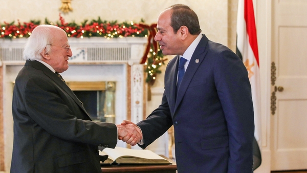 President Michael D Higgins met the Egyptian leader at Áras an Uachtaráin