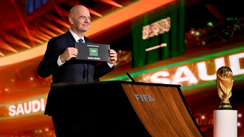 FIFA president Gianni Infantino announces Saudi Arabia as the host of the 2034 World Cup