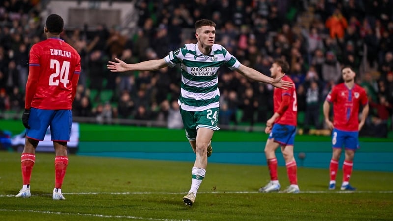 Johnny Kenny celebrates the opening goal of the game in Tallaght