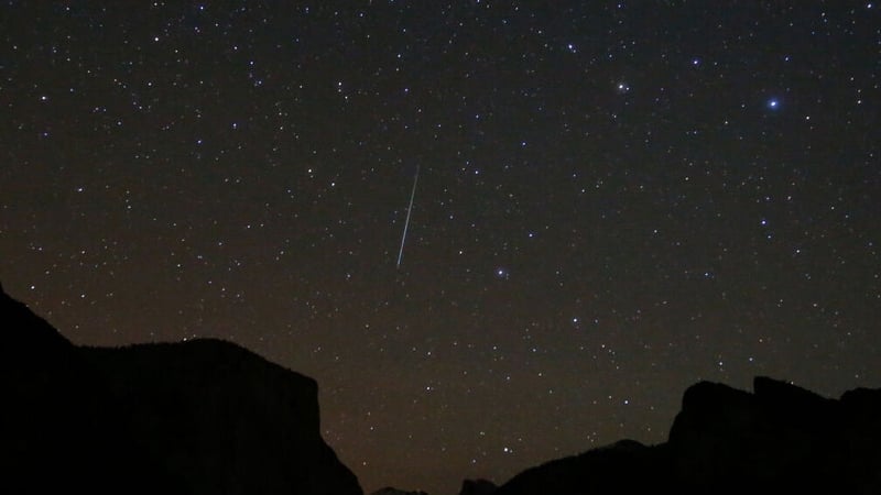 The geminid meteor shower seen over California last year