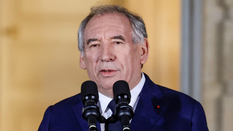 Francois Bayrou speaking during a handover ceremony in Paris following his appointment as French prime minister