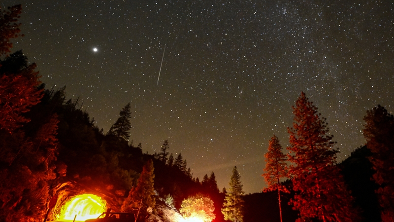 Geminid meteor shower seen over Yosemite National Park in California