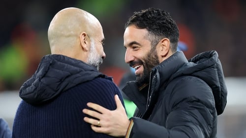 Ruben Amorim (R) and Manchester United surprise Pep Guardiola's City away in December