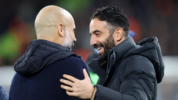 Ruben Amorim (R) and Manchester United surprise Pep Guardiola's City away in December