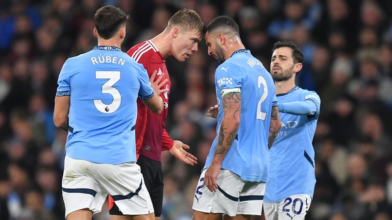 Former Ireland international Roy Keane criticised Kyle Walker for 'diving' in incident with Rasmus Hojlund