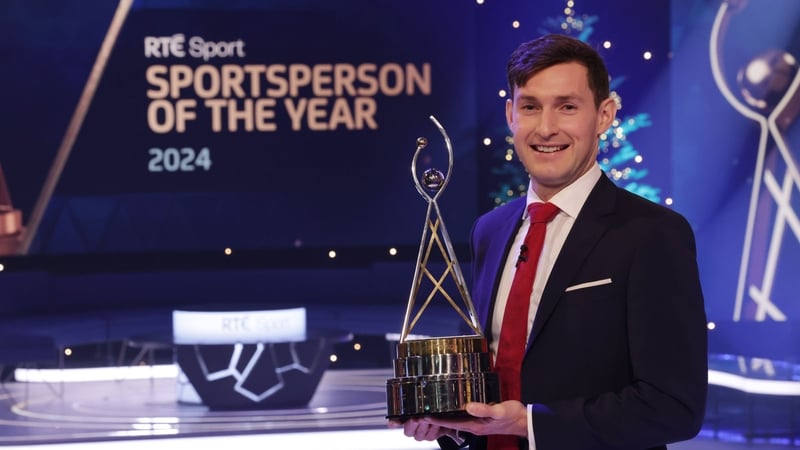 Paul O'Donovan with his award at the RTÉ Sports awards