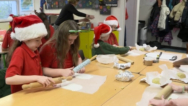 St Brigid's Girl's NS in Dublin making Christmas cakes!