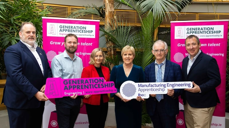 L-R: Prof Graham Heaslip, ATU Galway, Greg Reddin, Johnson & Johnson, Trish Breen, Ibec, Dr Breda Brennan, DKIT, Dr Diarmuid O'Callaghan, DKIT, Dr Eoghan O'Faoláin, Ibec