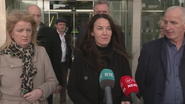 Gretta Conlon speaking outside the court
