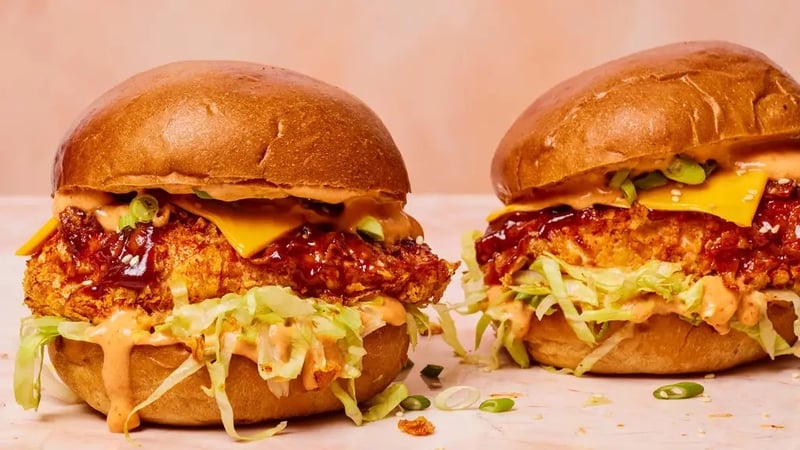 Gochujang crispy BBQ chicken burgers from Low-Cal Kitchen Bangers by Alex Hughes (Ellis Parrinder/PA)