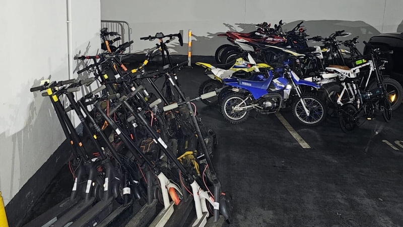 E-scooters and electric motorbikes were seized during the searches