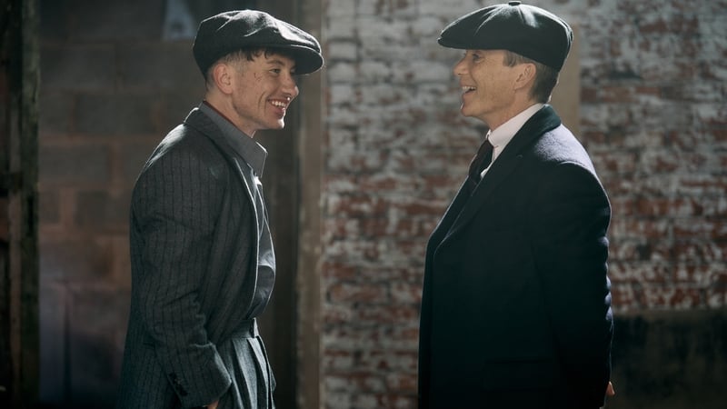 Barry Keoghan and Cillian Murphy on the set of the Peaky Blinders movie