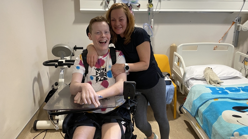 Finn Dempsey, with his mother Claire, recovers at CHI Crumlin after his spinal fusion surgery