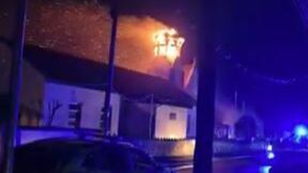 The timber spire of the church crashed to the ground in flames (Pic courtesy: Darragh McAllister)
