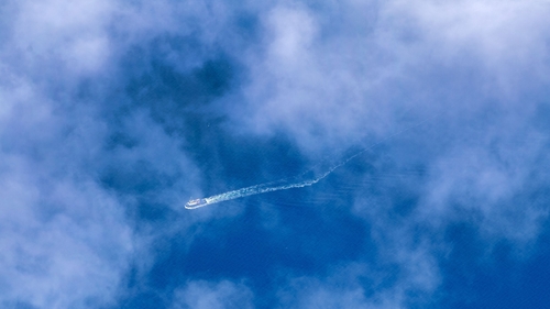 File photo shows a boat in the Baltic sea on a surveillance camera