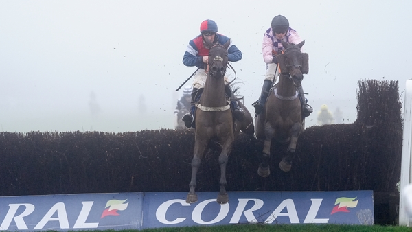 Val Dancer ridden by Charlie Hammond (right) on their way to winning the Coral Welsh Grand National Handicap Chase