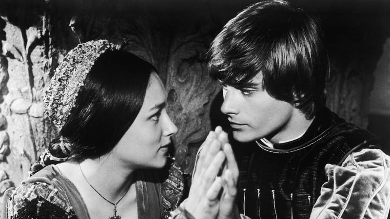 Leonard Whiting and Olivia Hussey in the title roles of Franco Zeffirelli's film version of Shakespeare's Romeo And Juliet in 1967