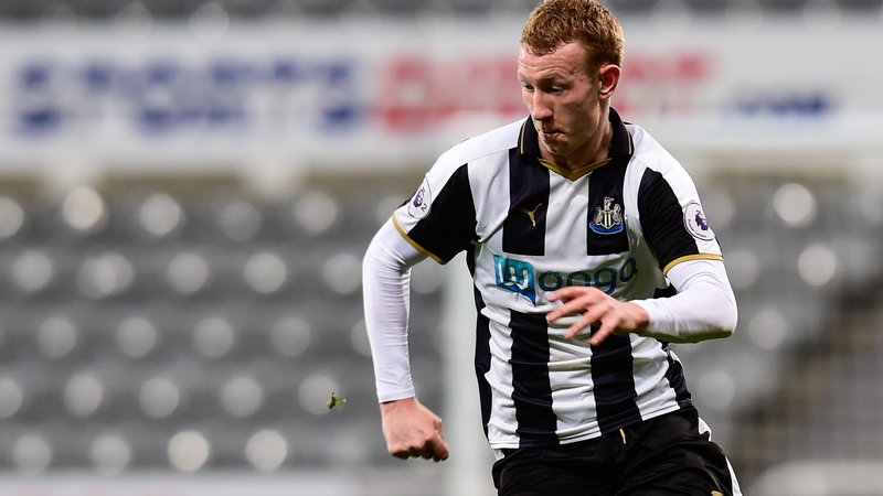 Michael Newberry in action with Newcastle United during a Premier League 2 match in 2017
