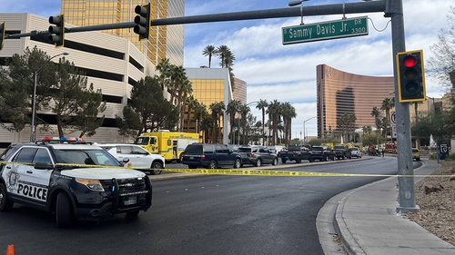 Video footage shows the stainless steel truck parked at the hotel entrance before bursting into flames, followed by smaller explosions that appeared similar to fireworks