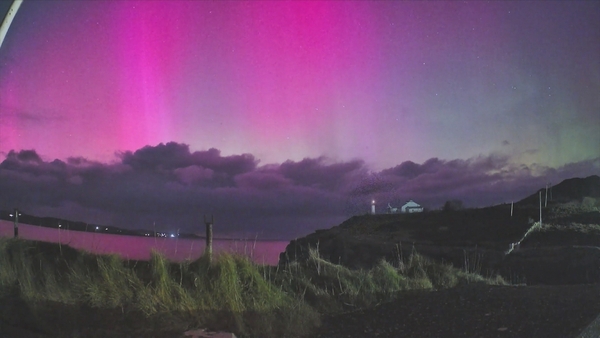 Pink and green illuminations were recorded lighting up the night sky