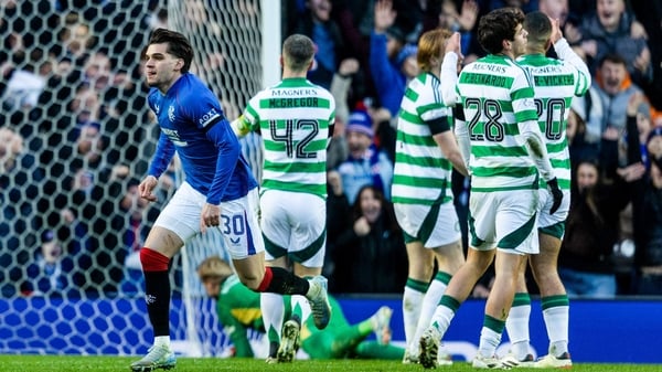 Rangers' Ianis Hagi with the opening goal of the Old Firm derby at Ibrox