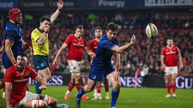 Luke McGrath after scoring Leinster's opening try in Thomond Park