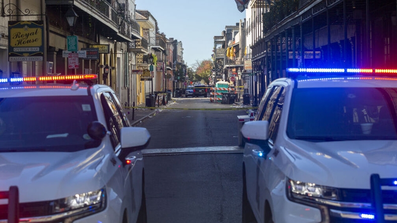 Police checkpoints on and around Bourbon Street in New Orleans