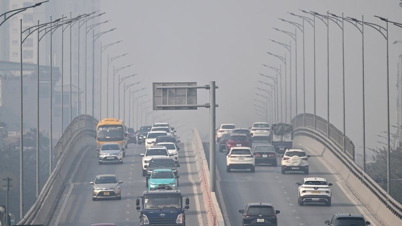 The thick smog in Hanoi, Vietnam is mostly caused by heavy traffic, rubbish burning and industrial activities