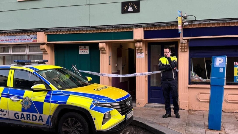 Gardaí pictured outside the apartment at the Belfry, Bridewell Lane