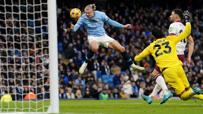 Erling Haaland scores Manchester City's second goal of the game