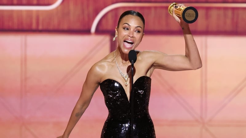 Zoe Saldana, winner of Best Performance by an Actress in a Supporting Role in Any Motion Picture for Emilia Pérez