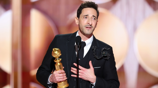 Adrien Brody, winner of Best Performance by a Male Actor in a Motion Picture Drama for The Brutalist