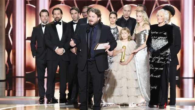 Brady Corbet accepts the award for Best Motion Picture Drama for The Brutalist